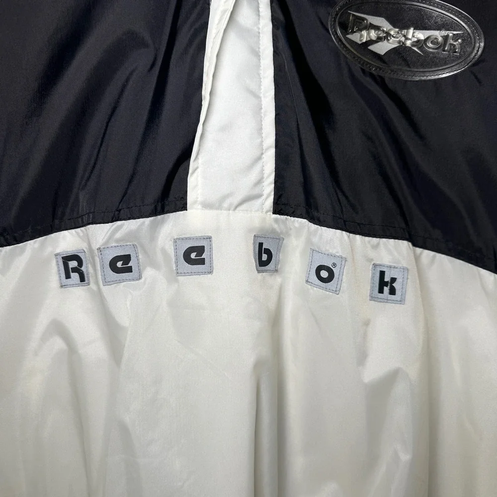 90s Reebok Anorak Jacket Men‎ Medium Black White Colorblock Commuter Streetwear